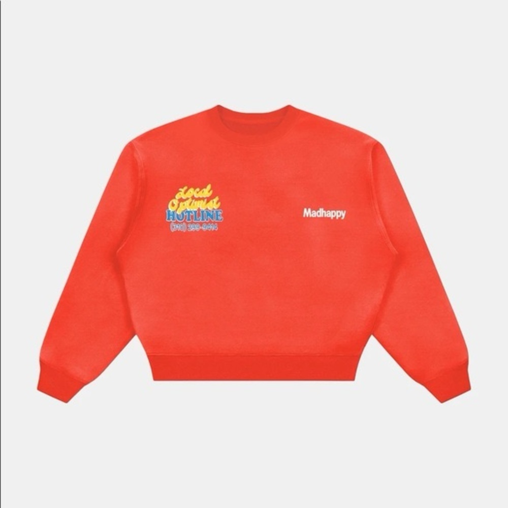 Madhappy Local Optimist Hotline Crewneck Red